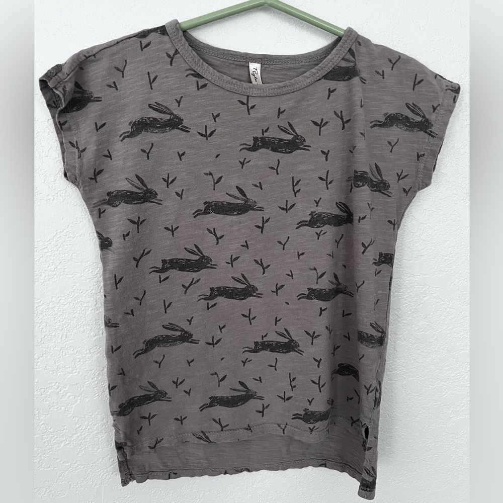 Gray Kids' Rabbit Print Rylee+Cru tshirt dress size 12-18 mo